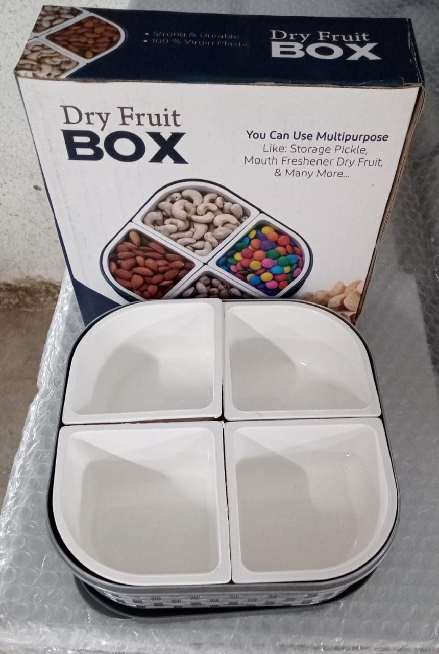 2031H Plastic 4 Sections Multipurpose Dry Fruit/ Chocolates/Mouth Freshener/Sweet Box Set | Serving Tray. DeoDap 2031H Plastic 4 Sections Multipurpose Dry Fruit/ Chocolates/Mouth Freshener/Sweet Box Set | Serving Tray. DeoDap